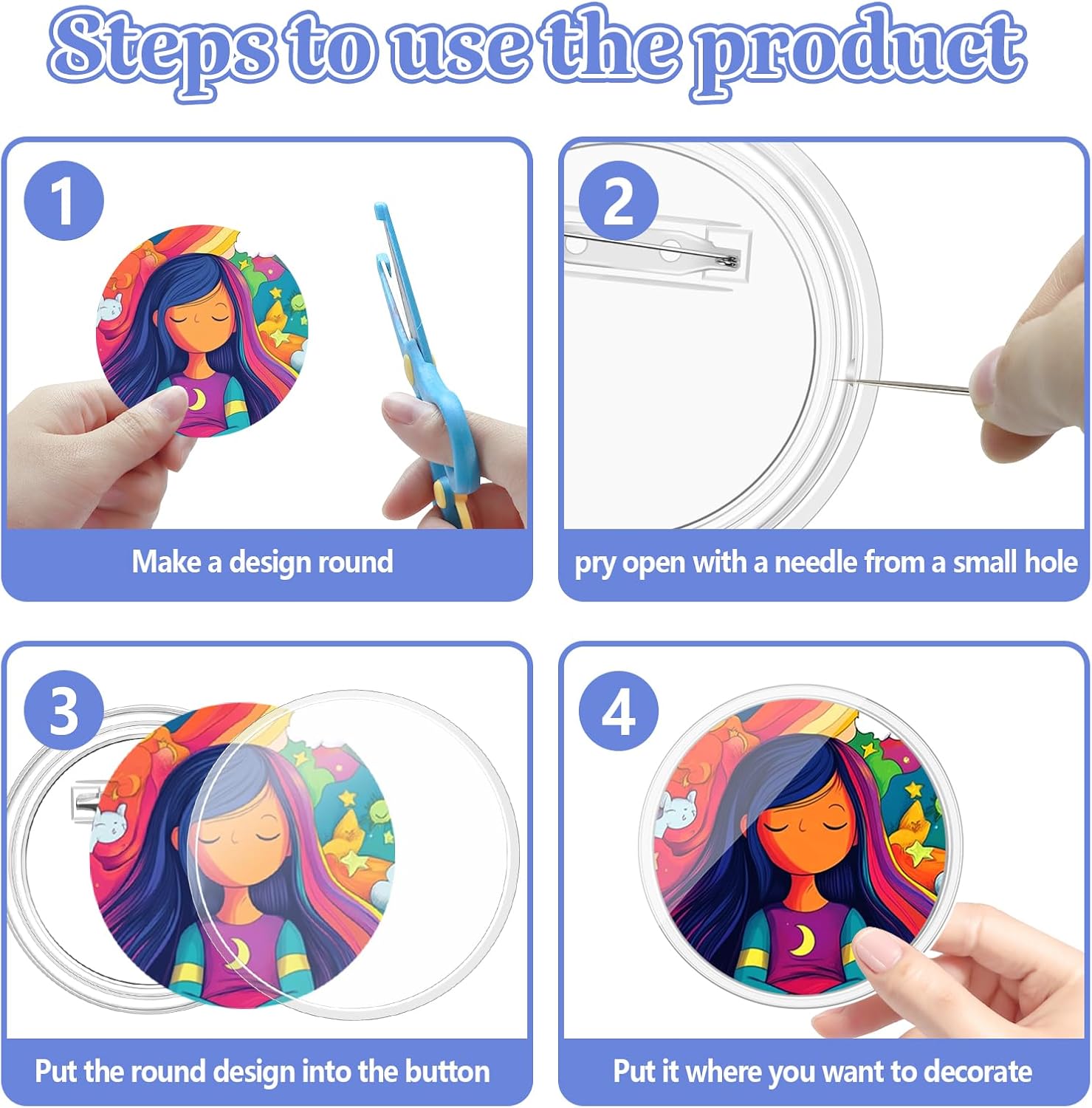 Bignc 3 Inch Clear Acrylic Button Pins - 20 Pack DIY Custom Design Buttons,Pin Backs & Blanks for Sublimation, Crafts,Photo Badges for DIY Gifts & School Projects,Teams, Events Badges (3 Inch) 3 in-20 Pack