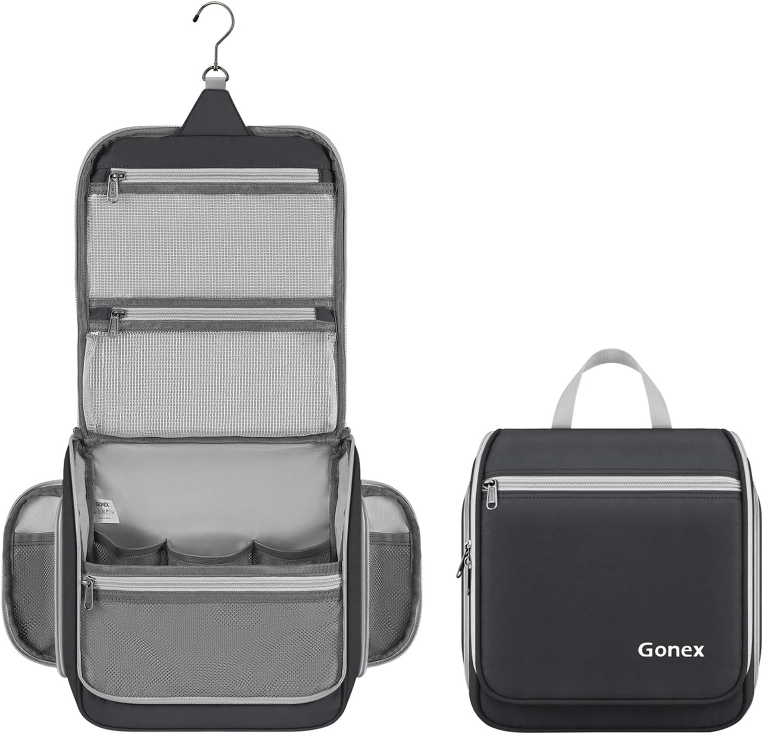 Gonex Hanging Toiletry Bag Travel Organizer Bag for Makeup and Toiletries Men Women Black