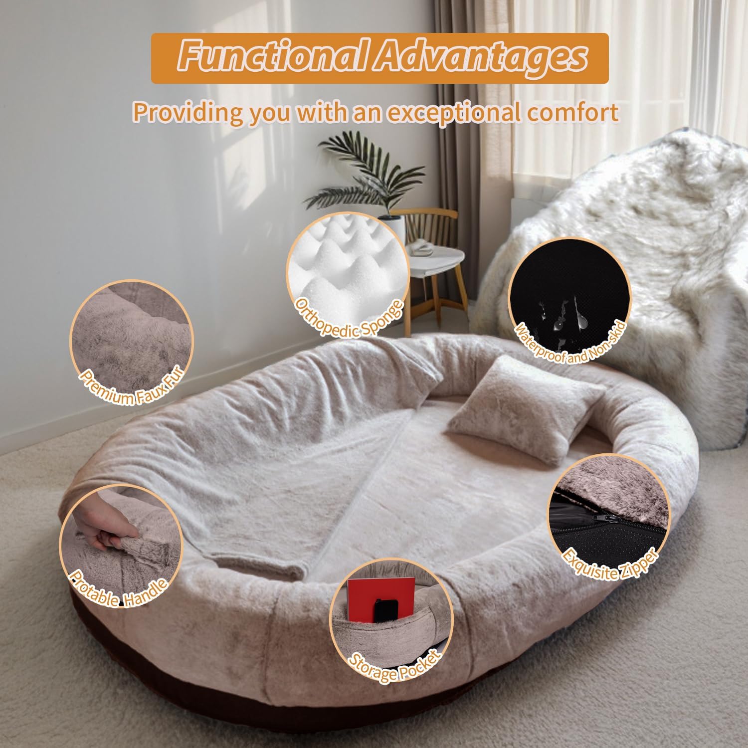 review NESTROAD Human Dog Bed,71