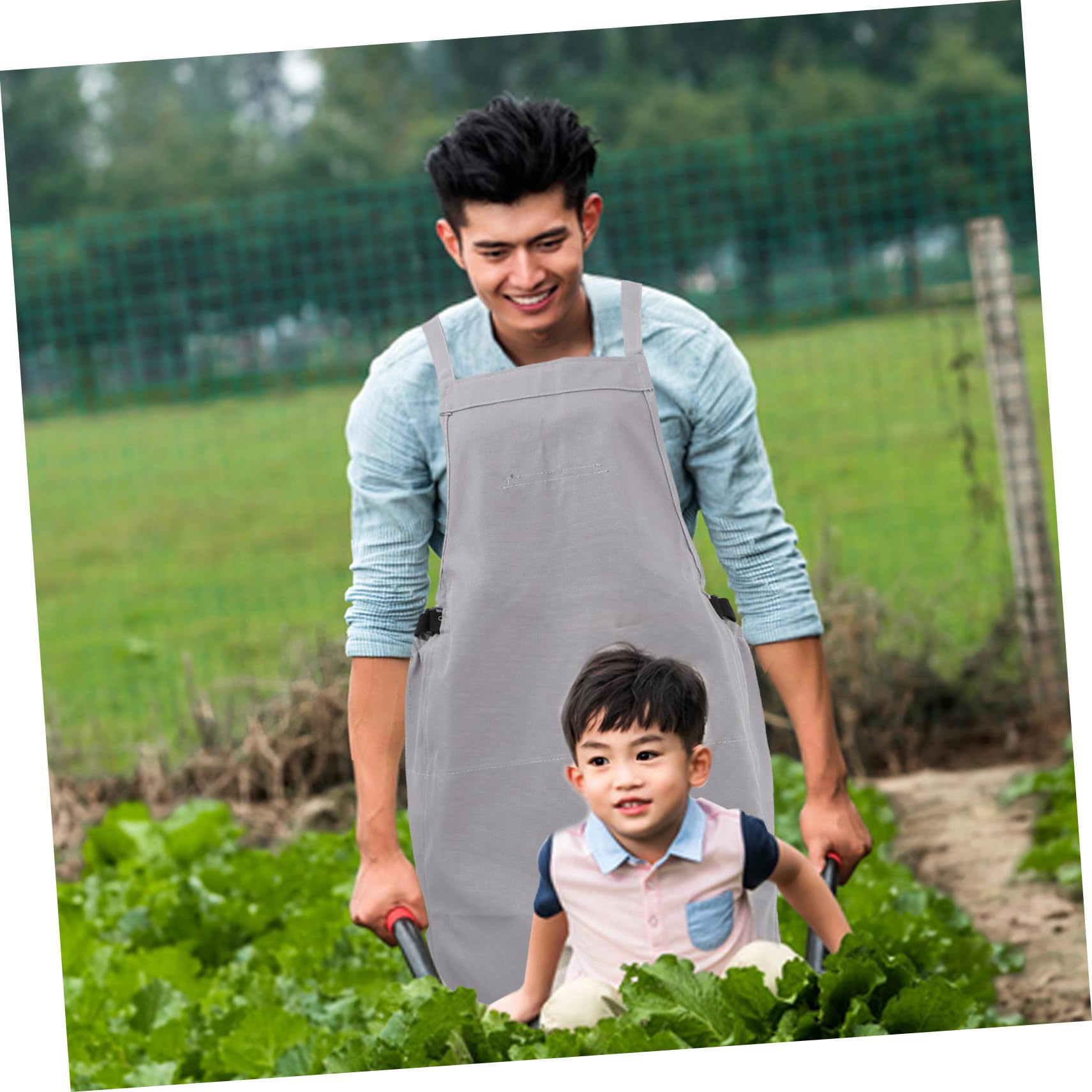 Happyyami Delantal de Jardinería con Bolsa para Herramientas de Recolección de Frutas y Verduras de Tela Oxford con Cinturón Ajustable para Huerto o Granja