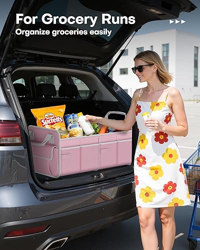 Miniatura 3 de HOTOR Organizador de maletero para SUV  Organizador de coche plegable y portátil y almacenamiento con 2 compartimentos, organizador de maletero de