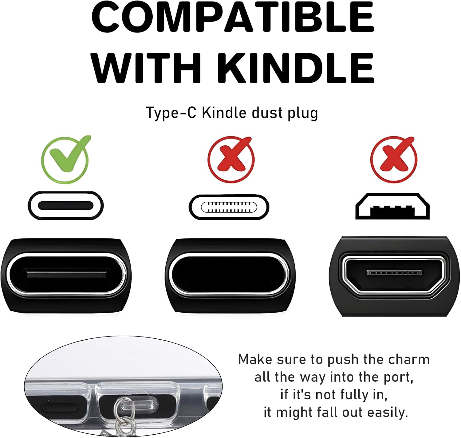 Dust Plug Charm Chains for Kindle - 4pcs Bracelets & Dustplug Decorating Accessories, Compatible for E-Reader - Image 8