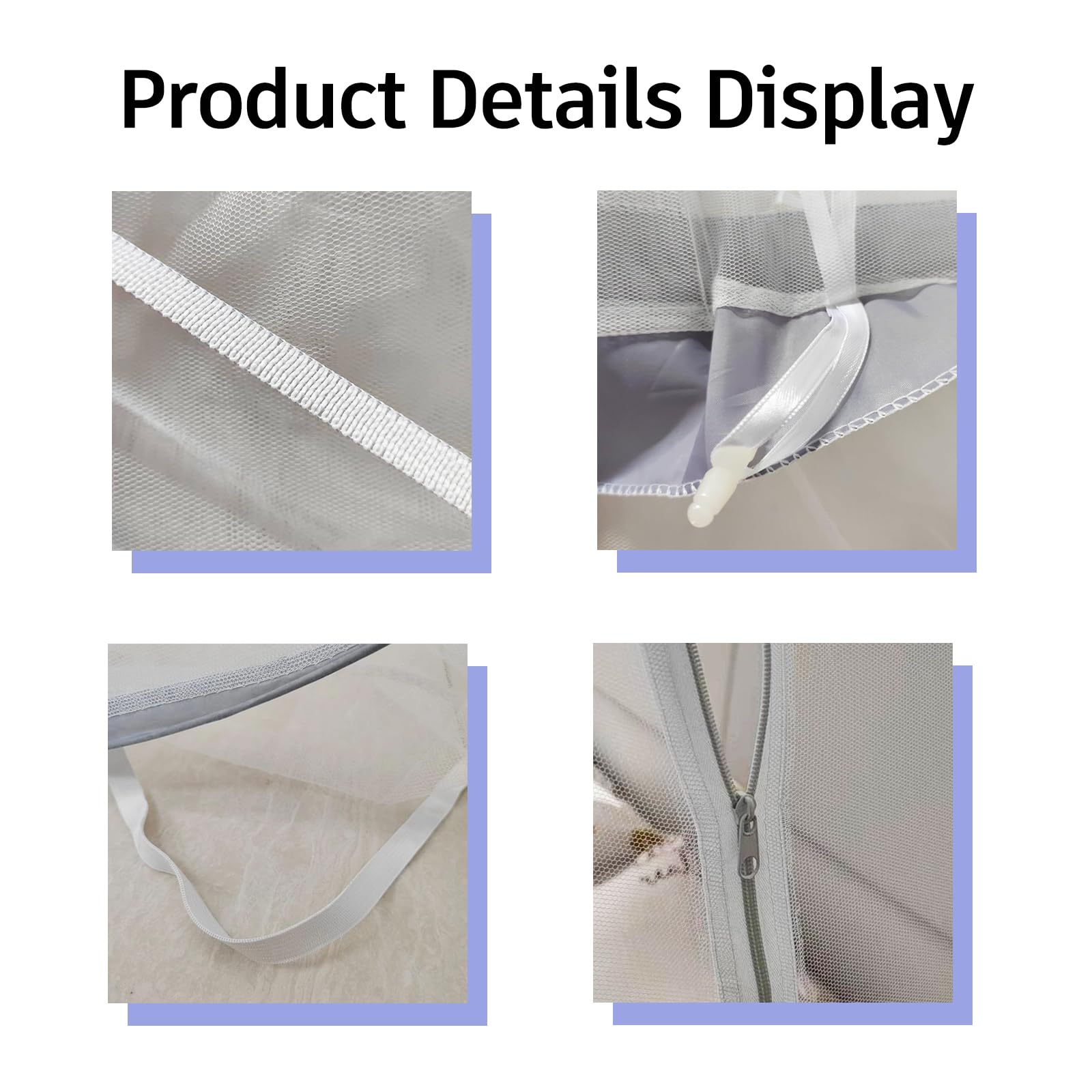 PARFINER Mosquitera desplegable para Patio, Cama, Tienda de campaña tamaño King, mosquitera portátil con Malla Inferior para Exterior o Interior (Gris)