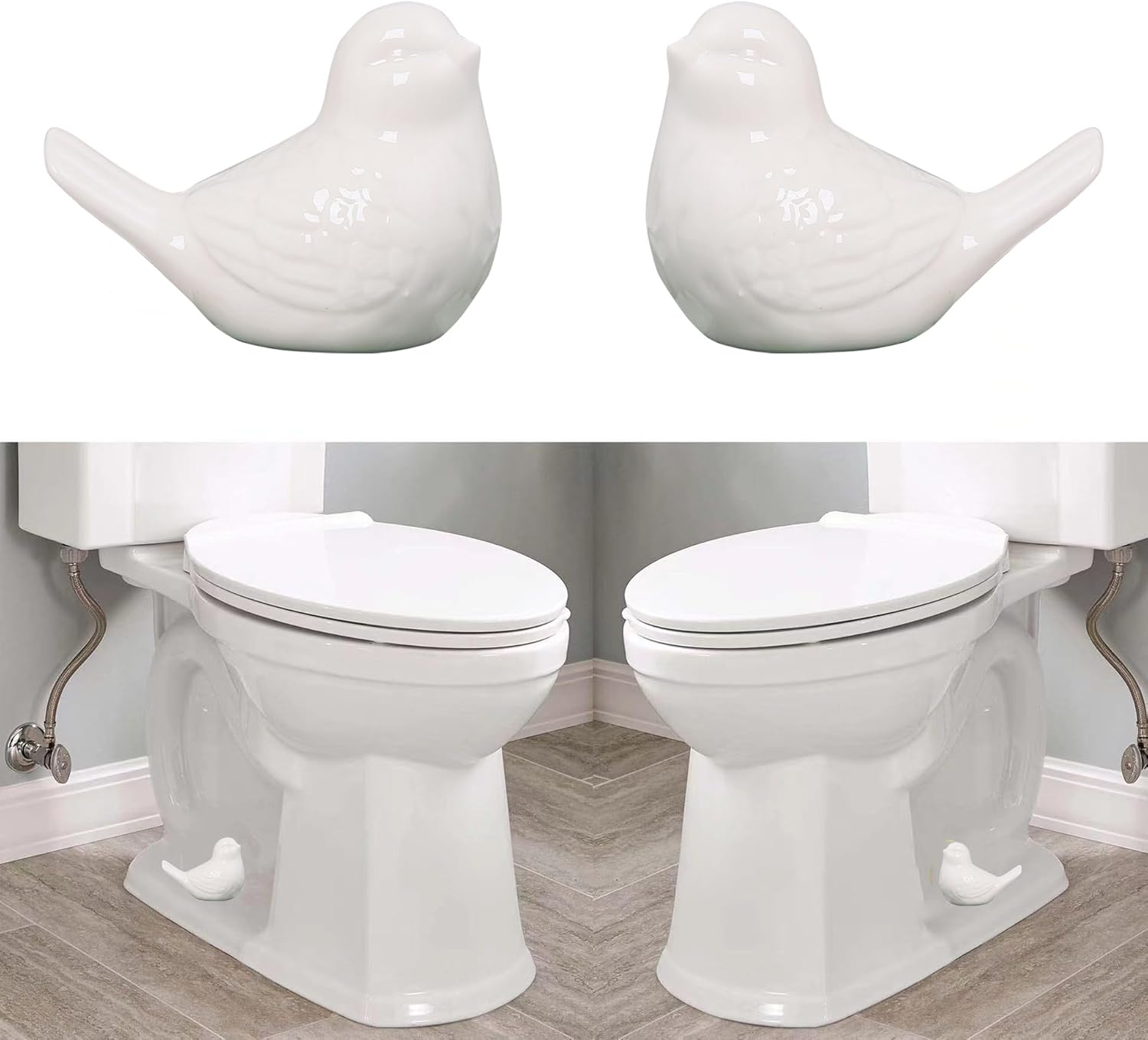 2 Pcs Ceramic Bird Toilet Floor Bolt Caps,Cute Bird Toilet Screw Caps