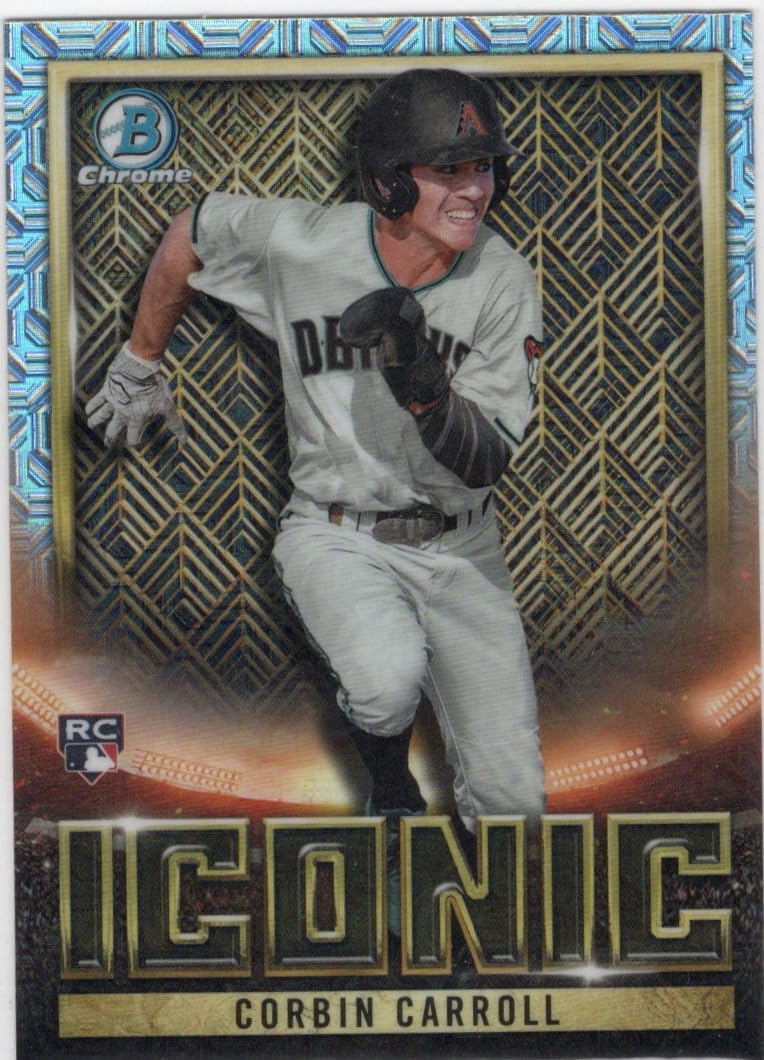 Corbin Carroll Iconic Rookie Card Mojo Refractor Special Insert Collectible Baseball Card - 2023 Bowman Chrome Baseball Card #BI-18 (Diamondbacks)