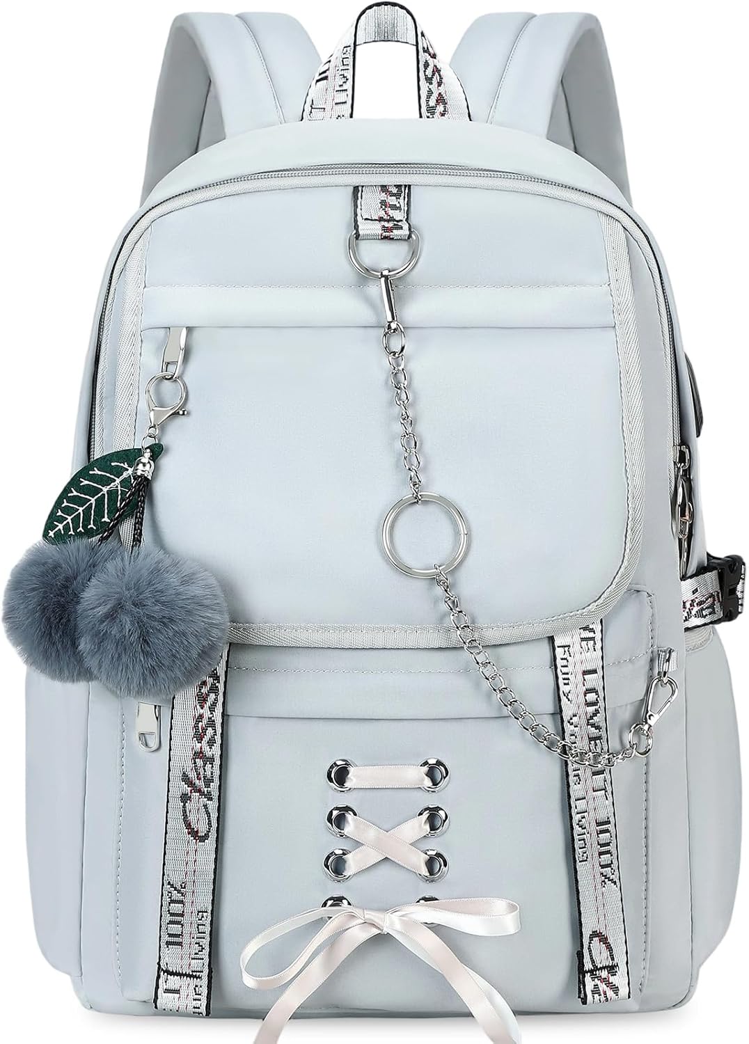 School Backpack for Girls Bookbag for Teen Girl Cute Kids Backpack Teens School Backpacks for Girls (Grey)