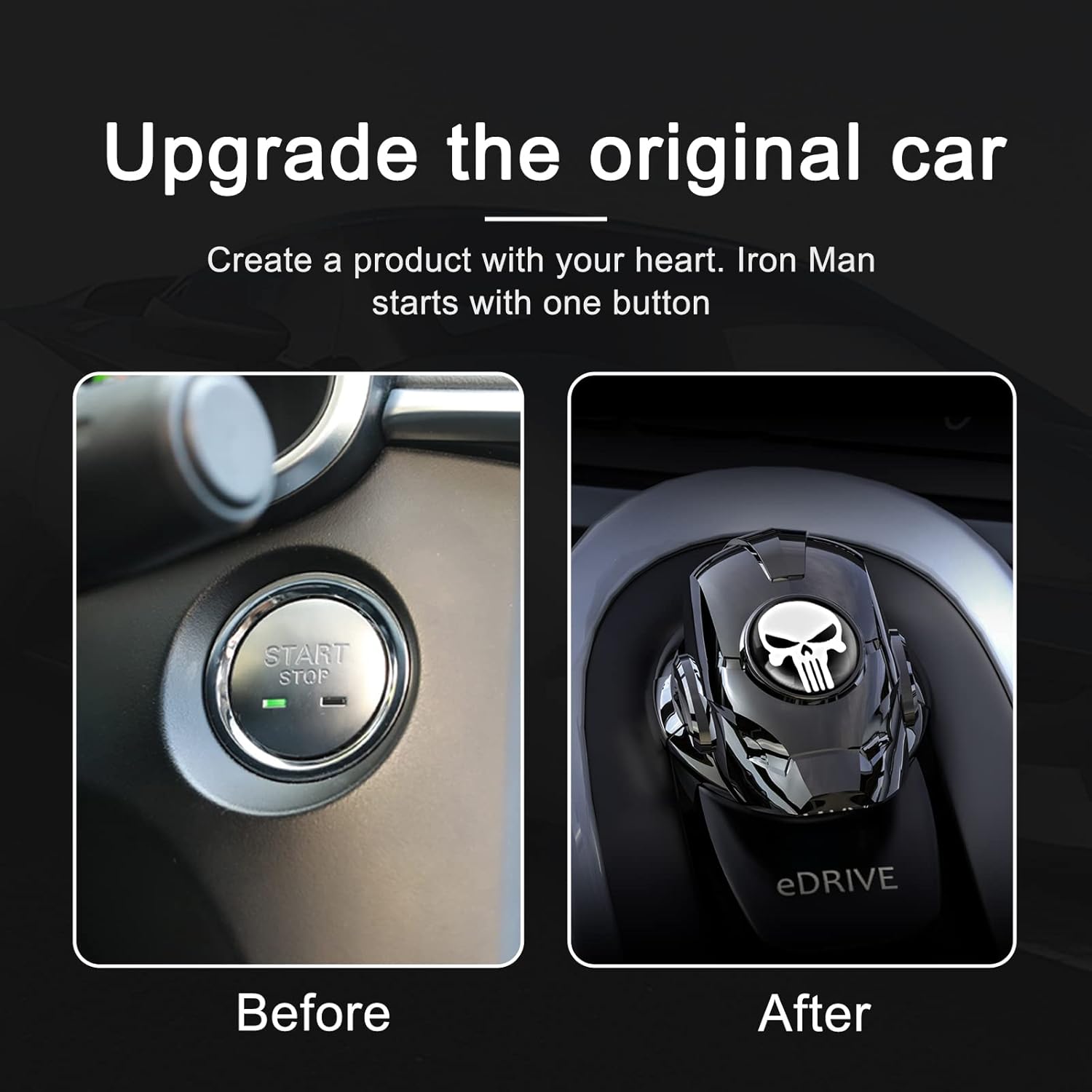 Miytsya 1 PC Car One Touch Start Stop Button Cover Sticker American Flag, 0.9In Lead Alloy Plating Interior Starter Ring, Lgnition Switch Protection Decoration Cover, Universal for Most Cars (Black) : Automotive