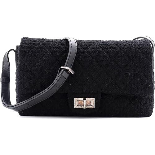 Chanel, Pre-Loved Easy Reissue Messenger Flap Bag Quilted Tweed Large, Black