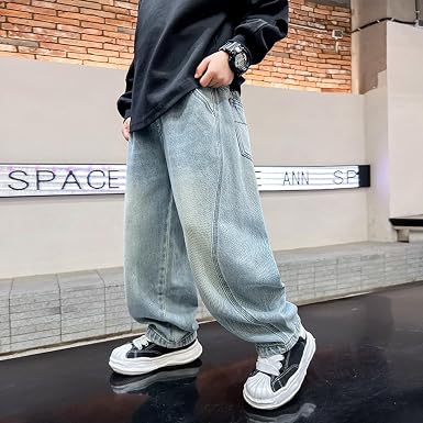 Jeans Garçon Déchiré Taille Élastique Hip Hop Y2K - Pantalon Large Streetwear Denim Enfant 8-16 Ans