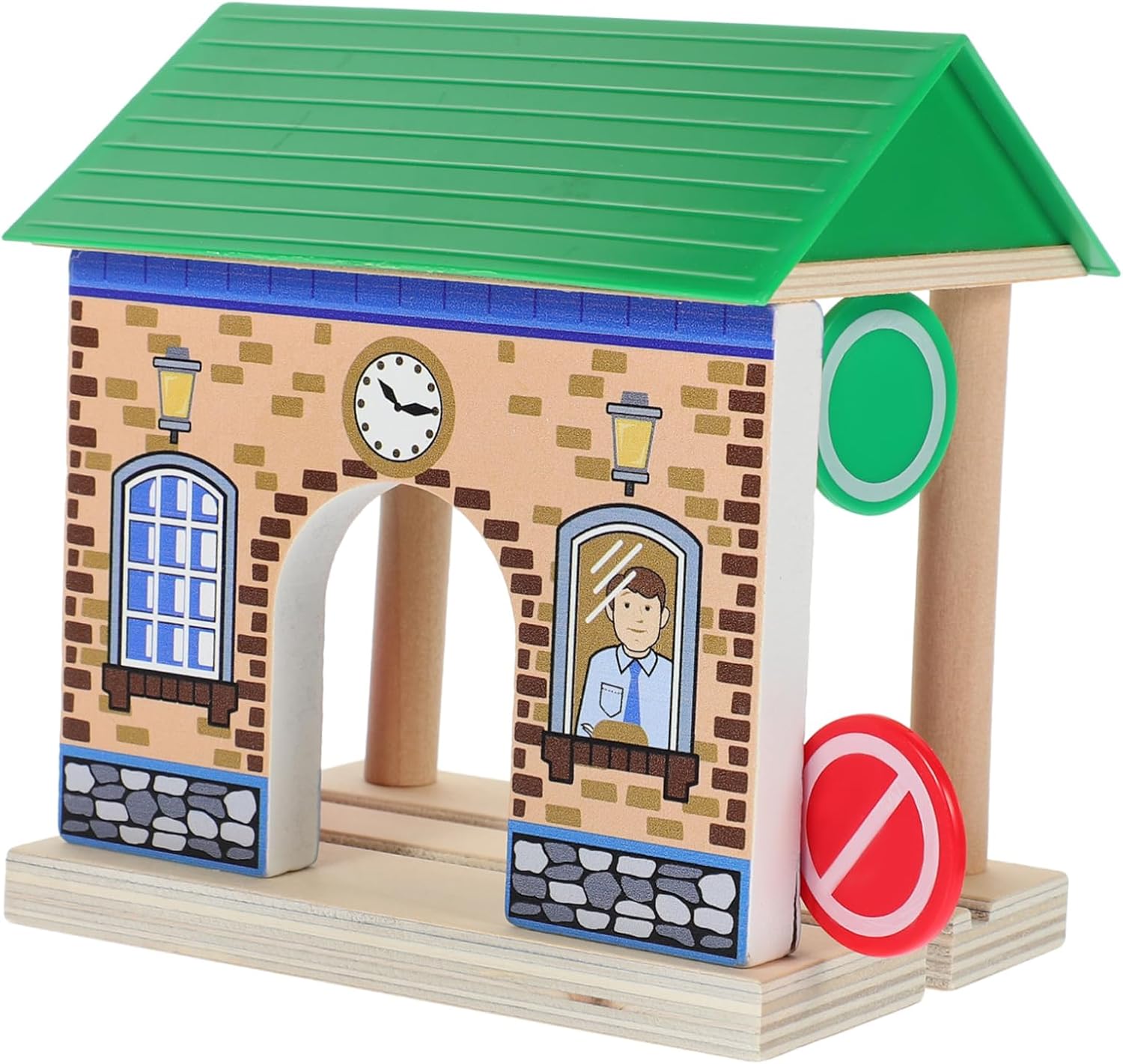 Train for Boys and Girls Wooden Station Accessories Model Railway Scene Prop