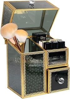 Makeup Organizer Chest of Drawers Glass Vanity Organizer for Cosmetic Makeup Sto - Compare price