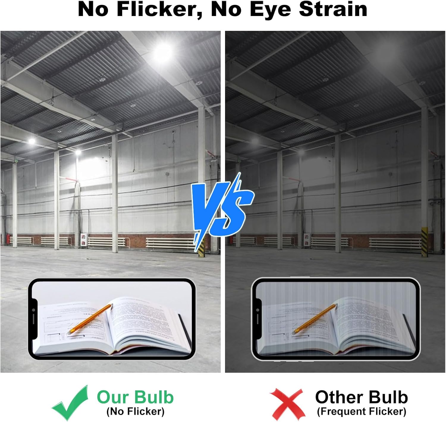 60w Led Light Bulb 500w Equivalent 7500lm 2Pack，5000K Daylight E26 Base，Bright White Bulbs for Warehouse Workshop Garage Stadium Outdoor Indoor High Ceiling
