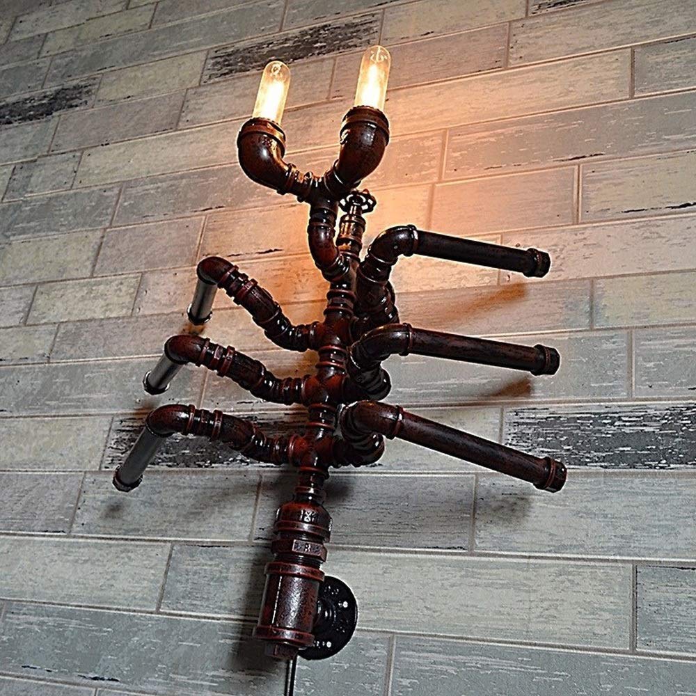 Lámpara de Pared de tubería de Agua de Hierro Forjado Retro, luz de Pared Decorativa de Hormiga DIY Creativa, Bar, cafetería, Restaurante, decoración de Pared, Aplique, Escalera, Pasillo, Pasillo,