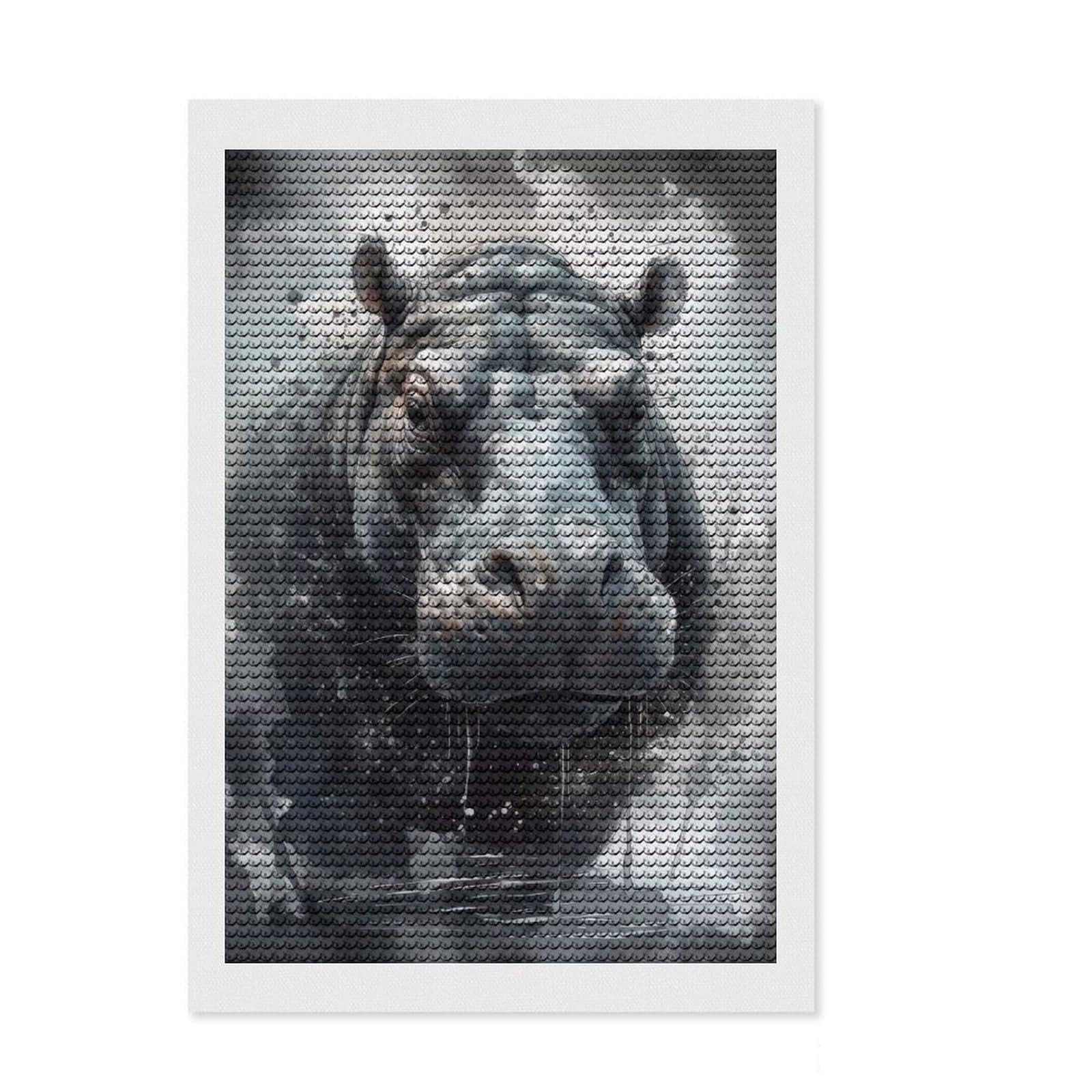 Junmoney Hippo Wild Beauty Round Drill Diamond Painting 8"x12", Gift Idea, for Teens, Fun Craft Experience, Aesthetic Room Decor