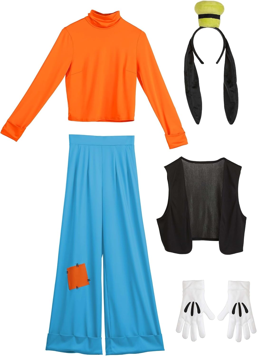 Disney Goofy Costume for Women |Classic Goofy Outfit with Shirt, Vest, Pants, Hat & Gloves