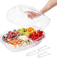 Vista 8 de IVYHOME Ice Chilled - Bandeja para servir condimentos de 5 compartimentos Bandeja para servir frutas Ollas de condimentos con 5 platos