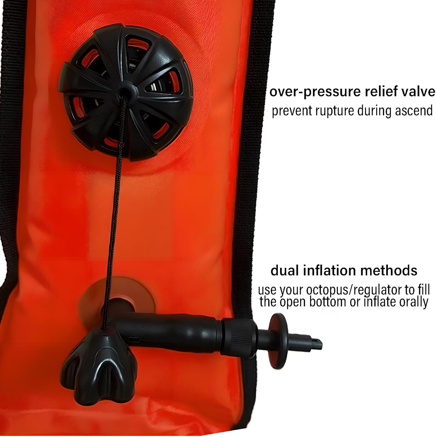 6ft DSMB Surface Marker Buoy, Inflatable SMB with 100ft Aluminum Finger Spool Reel, Diver Below Signal Safety Sausage Tube Scuba Diving Gear Accessories