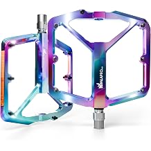IMPALAPRO Flat Bike Pedals with Reflectors CNC Aluminium 9/16    MTB Pedals with Extra Wide Platform and Removable Anti-Slip Pins   Lightweight Pedals for Mountain Bike & Road Bike 355 g