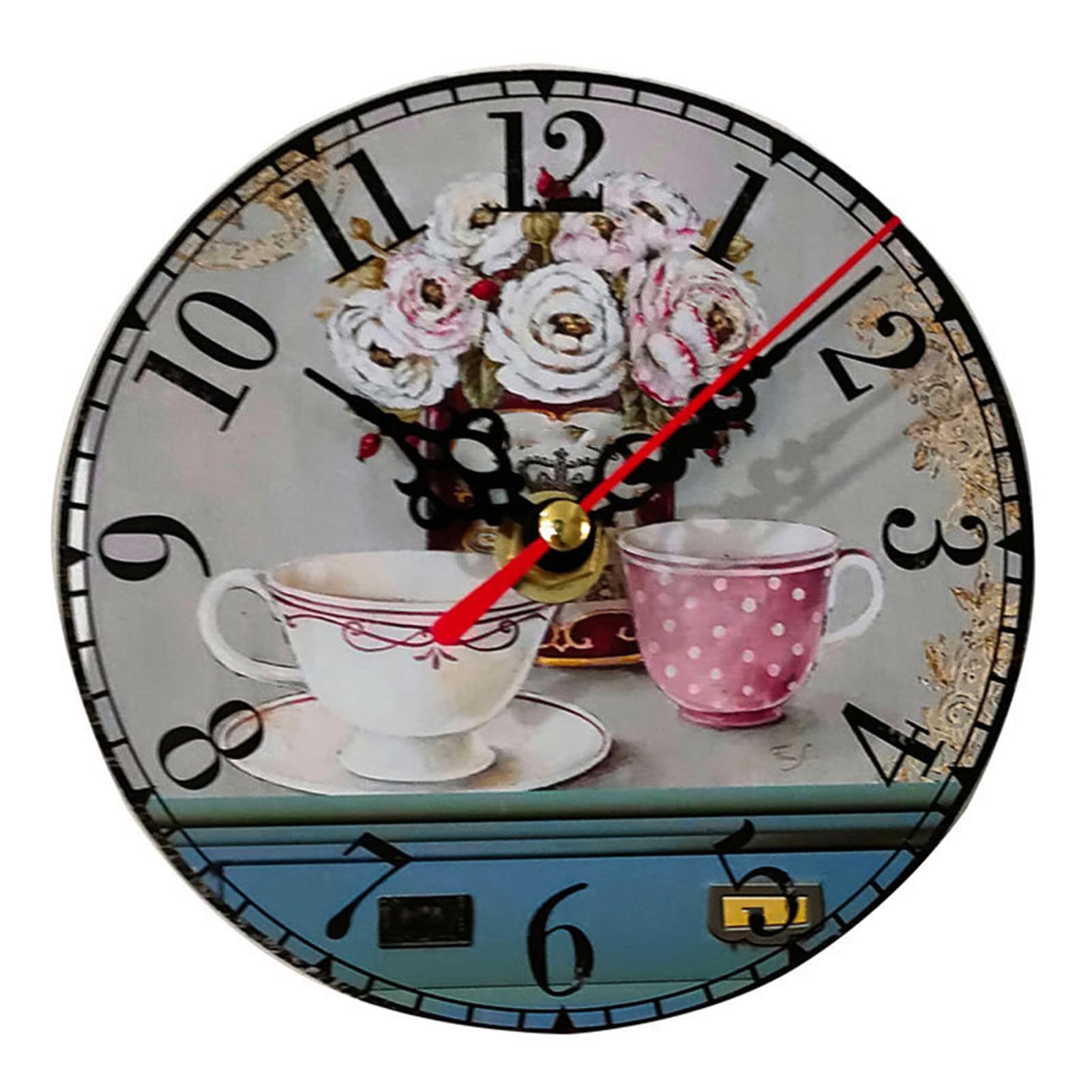 TUOYIBO Round Clock, Silent Movement Round Wall Wall Clock, 4.8 Inch Frameless Density Board Clock, Home Decoration Wall Clock