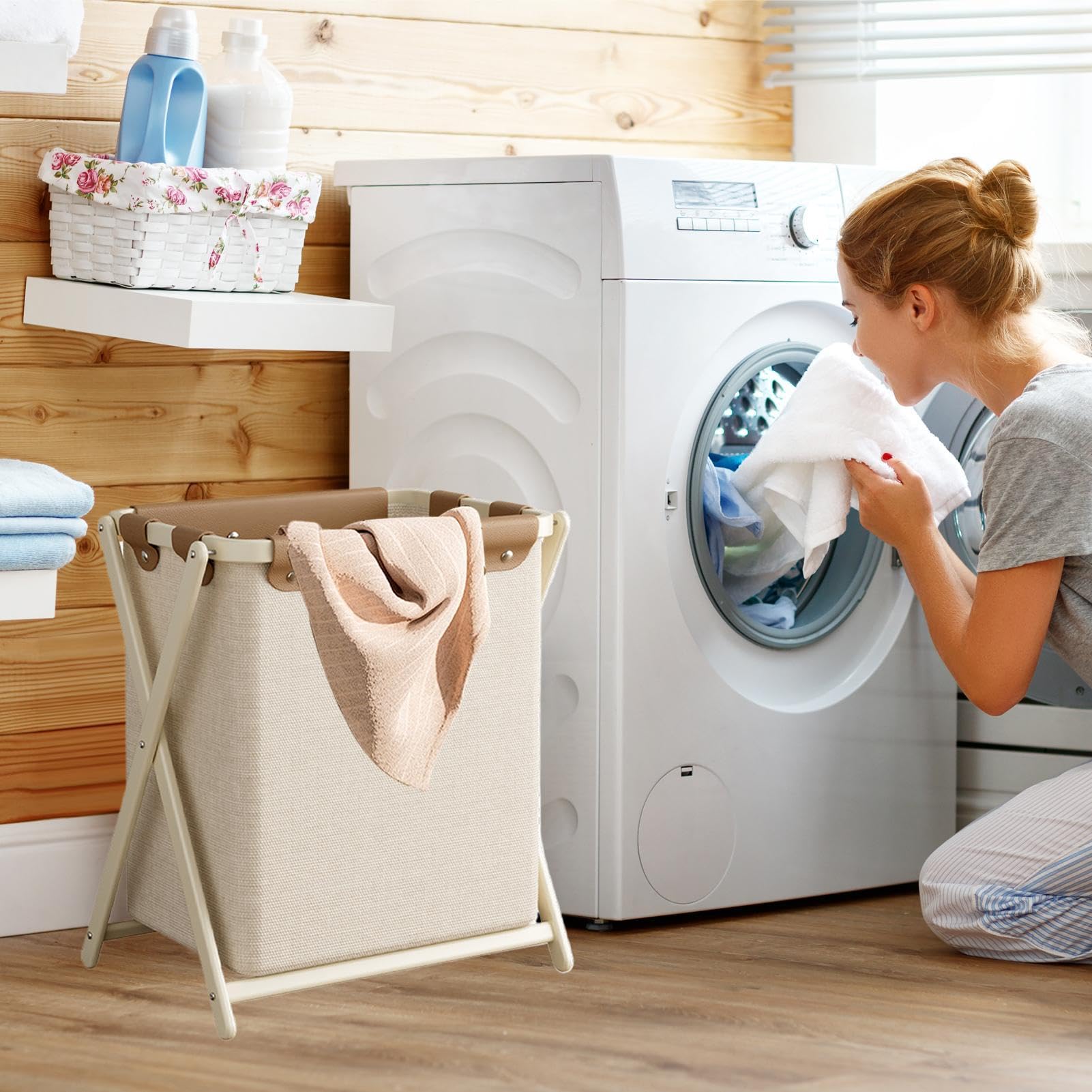 Cesta de ropa – Conveniente cesta de lavandería, organizador plegable de
