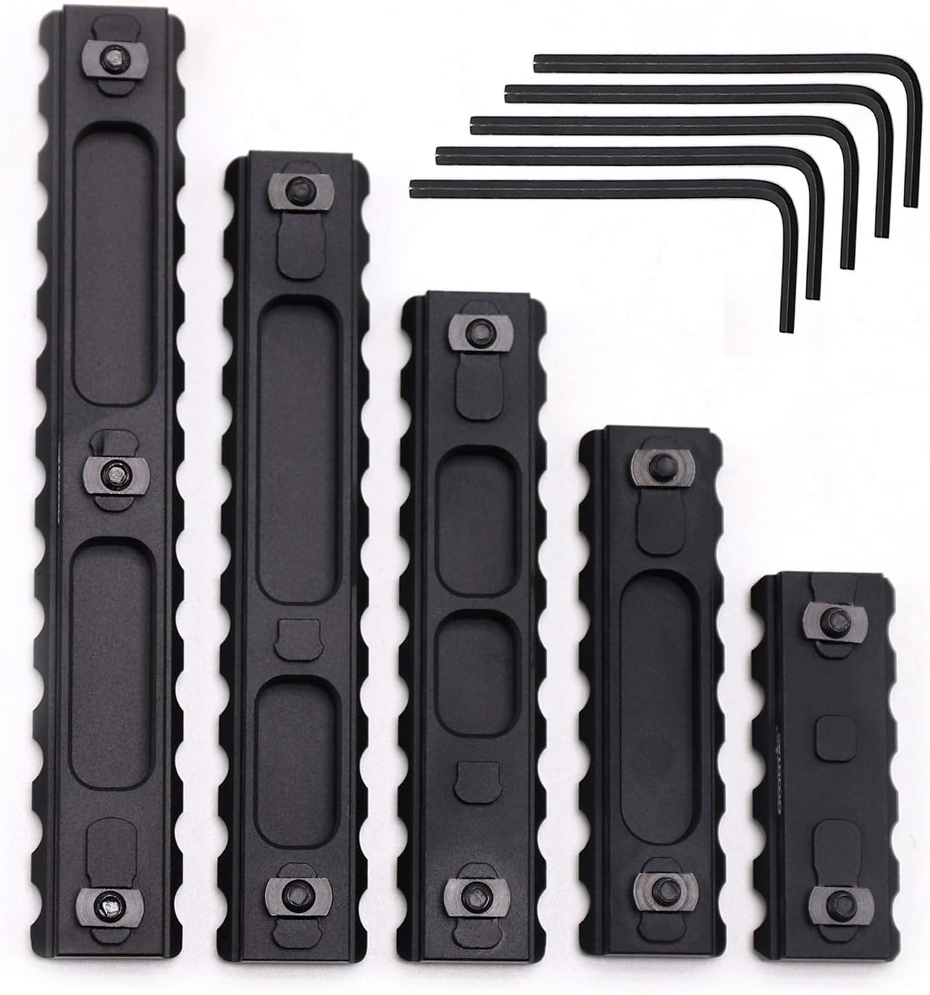 GOODTAC Universal 5,7,9,11,13slots Picatinny Rail Section with Dual Interface Compatible of Keymod & Mloc (Black)-5 Pack : Sports & Outdoors