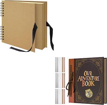 20.5 x 20.5 cm 40 Pages DIY Scrapbook Photo Album Hardcover Kraft Blank Page Memory Book and 23x18cm DIY Photo Album Supplies Hardcover Kraft Paper with 20 Sheets 40 Khaki Pages
