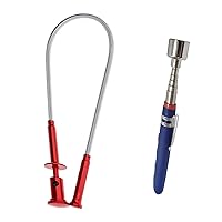 Vista 1 de Pastilla magnética telescópica de 20 libras, herramienta de recogida magnética de garra, 4 garras con luz LED brillante, imán de resorte flexible
