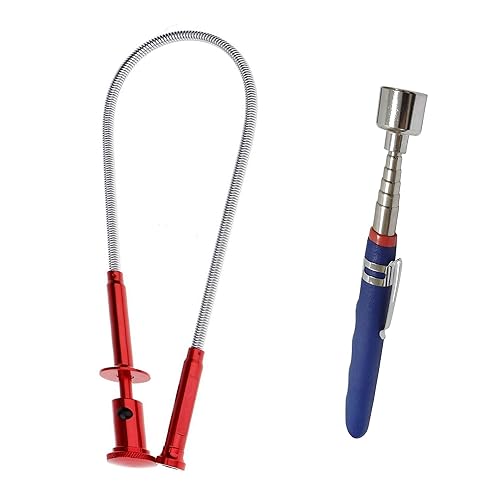 Pastilla magnética telescópica de 20 libras, herramienta de recogida magnética de garra, 4 garras con luz LED brillante, imán de resorte flexible,