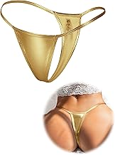 ohmydear Mini G String Thong for Women Faux Leather Micro Bikini Thong Large Sizes Low Waist Underwear Women's Seamless Thongs Sexy T-Back Underwear for Beach Night Clubs Party