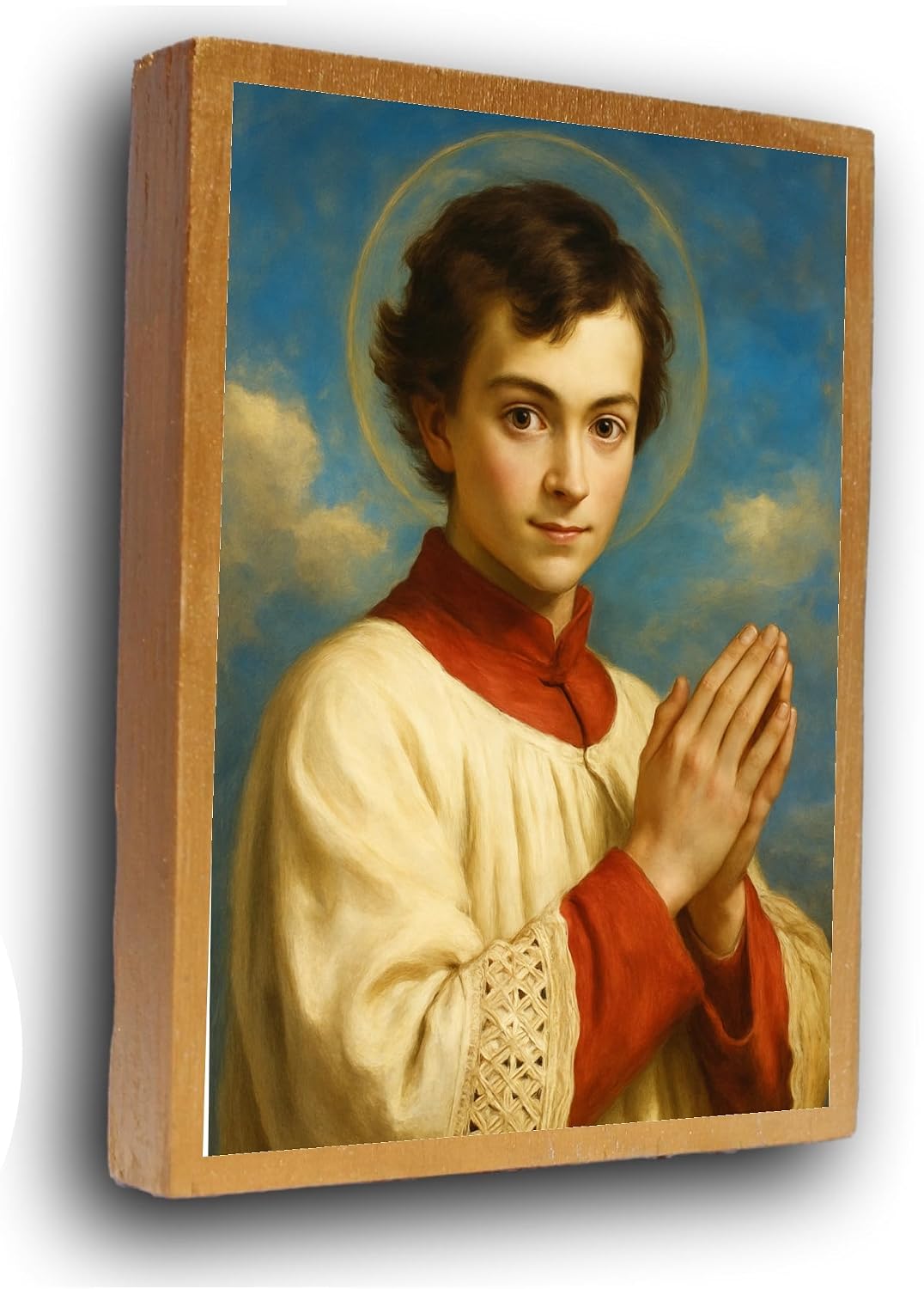 HABAKUK Art Saint Dominic Savio, St Dominic Savio, icon with dedication on the back, christian icon for gift