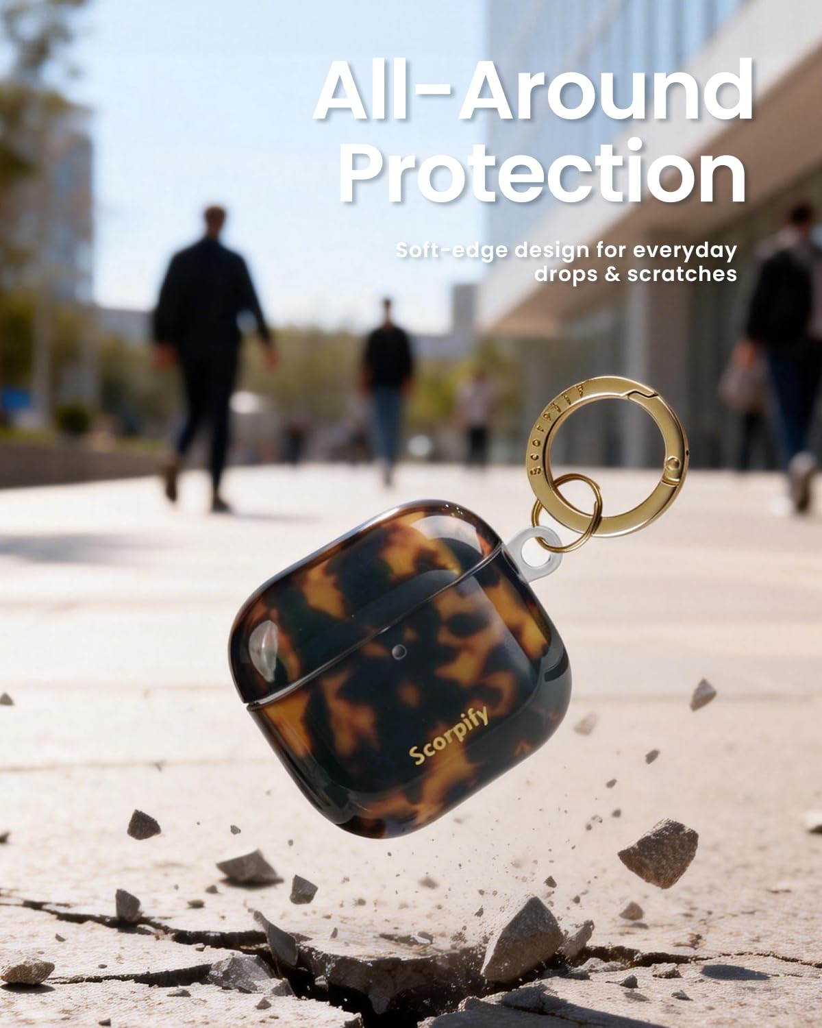 SCORPIFY Custodia per AirPods 4 (4a generazione, 2024) con portachiavi, compatibile con Apple AirPod 4, graziosa custodia rigida protettiva, custodia per auricolari di ricarica wireless da donna