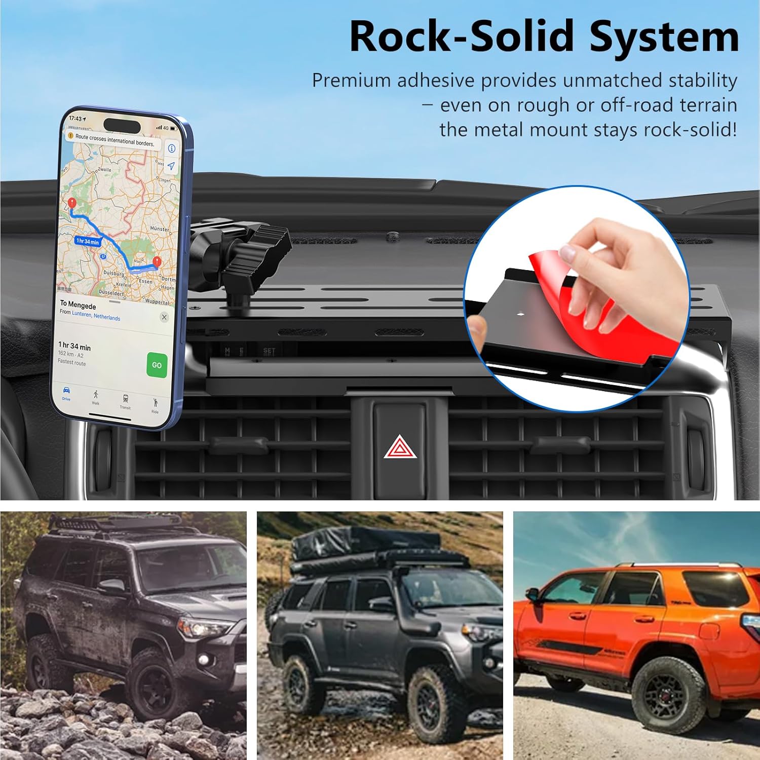 Metal Magnetic Phone Mount for Toyota 4Runner 2024 2023 2022 2021 2020-2010 5th Gen 4runner Accessories Dash Cell Phone Holder Adjustable Phone Stand Fit for All Smartphone