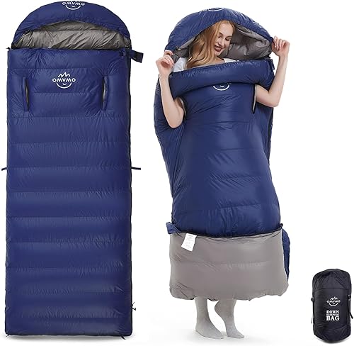 Miniatura 1 de OMVMO Saco de dormir de 0 a 20 grados F para adultos, saco de dormir de fibra de plumón de 4 estaciones para mochileros, campamento, relleno de