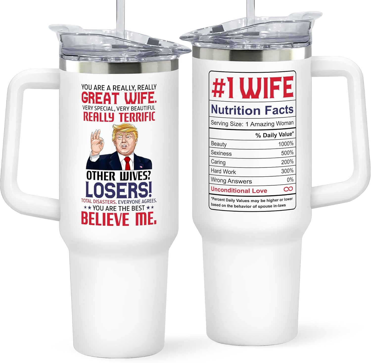 Gifts for Wife from Husband - Wedding Anniversary for Women, Birthday, Mothers Day, Christmas Wife Gifts for Her - Romantic Love Gift for Her - 40 Oz Stainless Steel White Tumbler