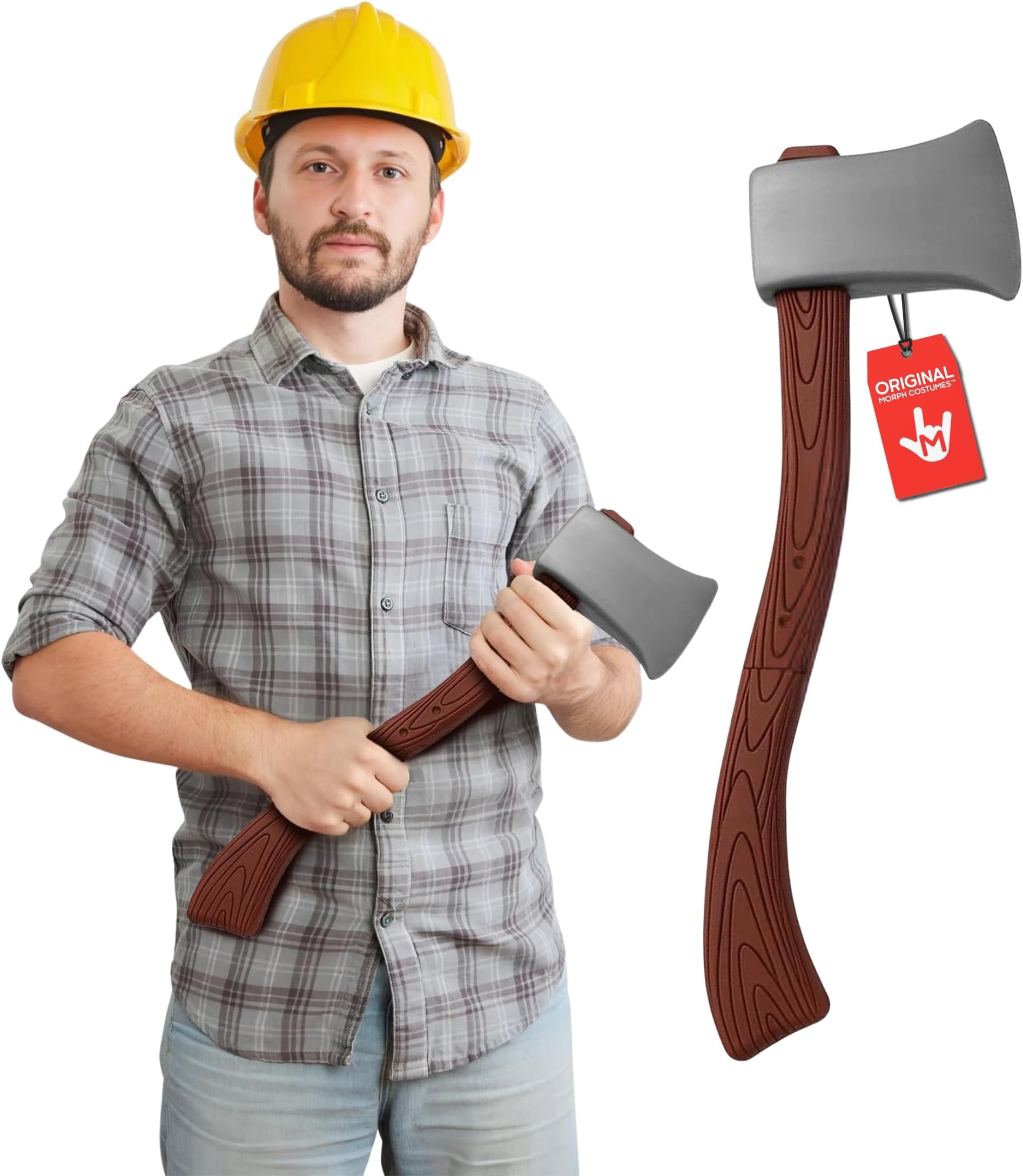 Nicky Bigs Novelties Adult 3-Piece Plastic Hollow Fake Long Axe with Handle Lumberjack Cosplay Axe Halloween Medieval Viking Weapon Props