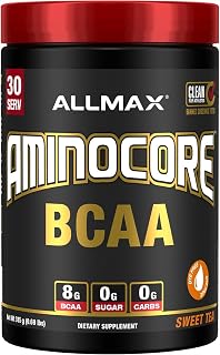 ALLMAX Nutrition AMINOCORE BCAA Powder, 8.18 Grams of Amino Acids, Intra and Post Workout Recovery Drink, Gluten Free, Sweet Tea, 315 g