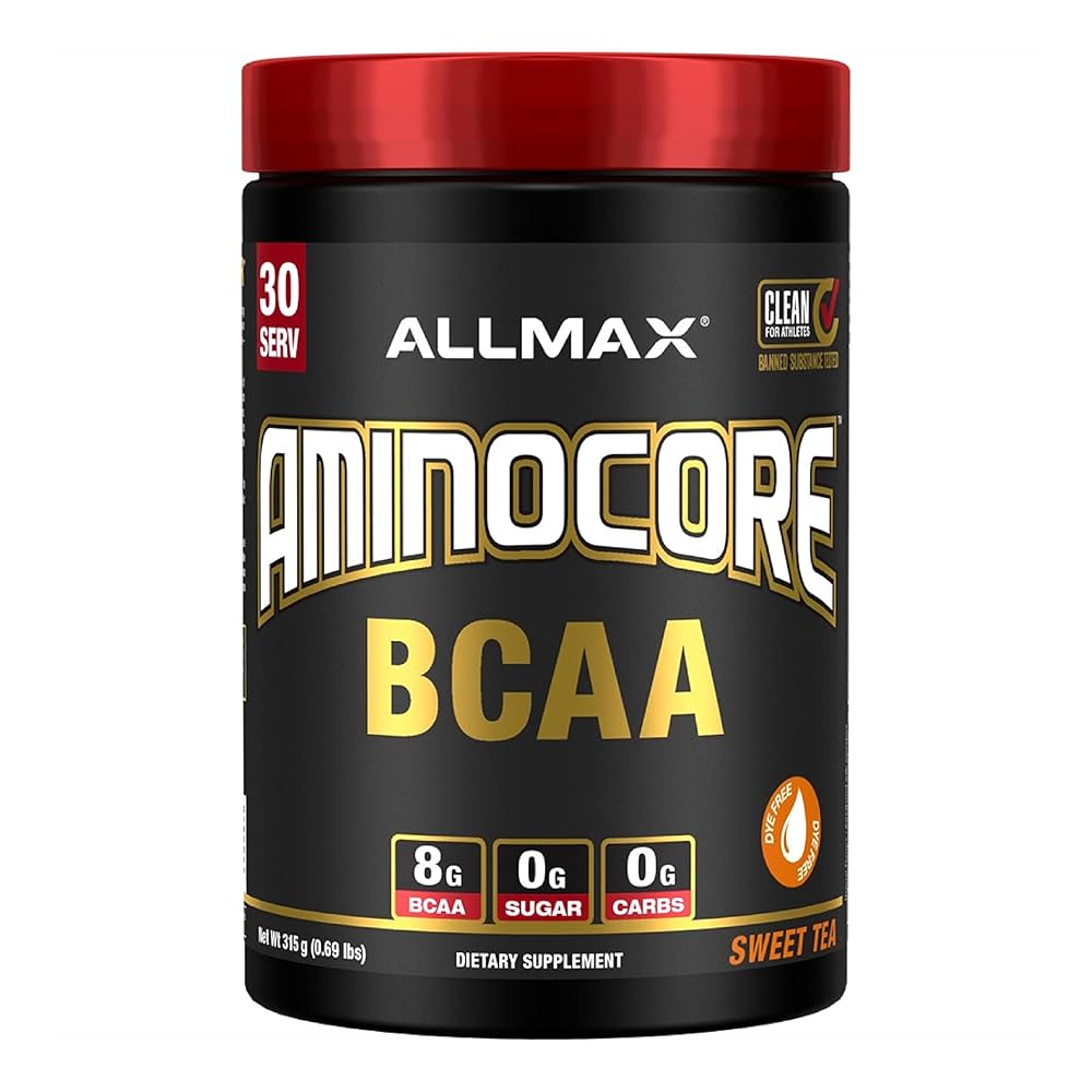 ALLMAX Nutrition AMINOCORE BCAA Powder, 8.18 Grams of Amino Acids, Intra and Post Workout Recovery Drink, Gluten Free, Sweet Tea, 315 g