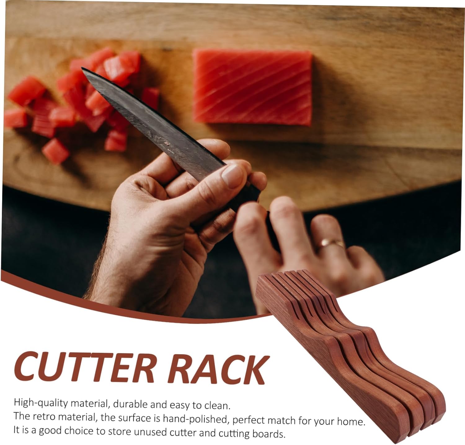 1pc Hand-polished Kitchen Desktop Cutter Storage Rack Nodanboku Cutter Shelf Holder