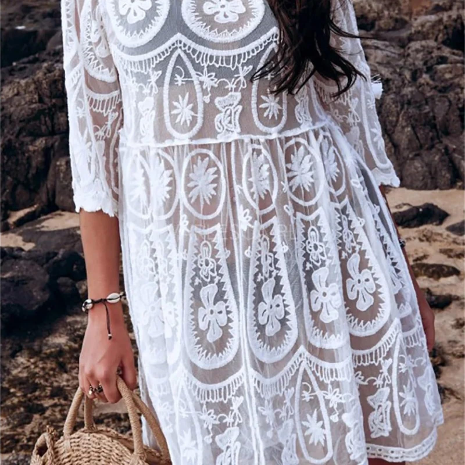 Mini Cache-Maillot de Plage en Dentelle Transparente