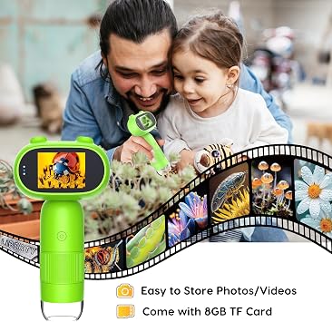 Digital Microscope for Kids with 2.0 IPS Screen | Handheld Microscope for Kids,Support Capture Photo & Video Record,Science Edu Gift for Children Birthday Ages 3-12