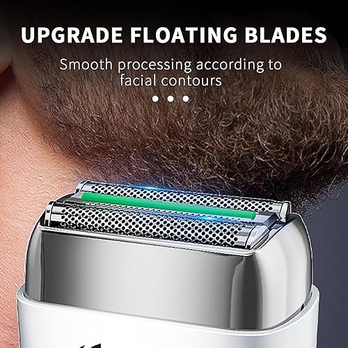 Miniatura 5 de BESTBOMG Afeitadora eléctrica de aluminio para hombres, rasuradora recargable impermeable con 2 cuchillas flotantes para hombres calvos, IPX6 uso