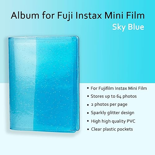 Miniatura 5 de Fujifilm Instax Mini 11 - Paquete de cámara instantánea azul cielo con película Instax Mini Twin Pack  Álbum de fotos con purpurina para 64 fotos