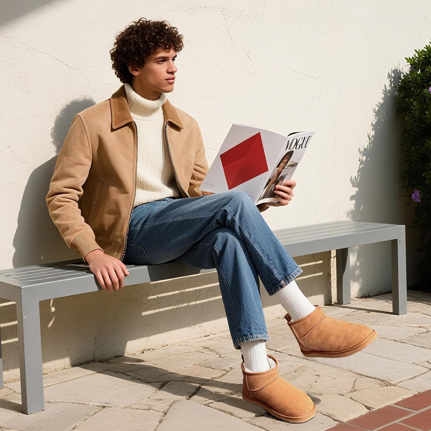 Snow Boots for Men Genuine Suede Mens Winter Boots Outdoor Cozy Ankle Booties Faux Fur Lining Warm Fuzzy Footwear - Image 2