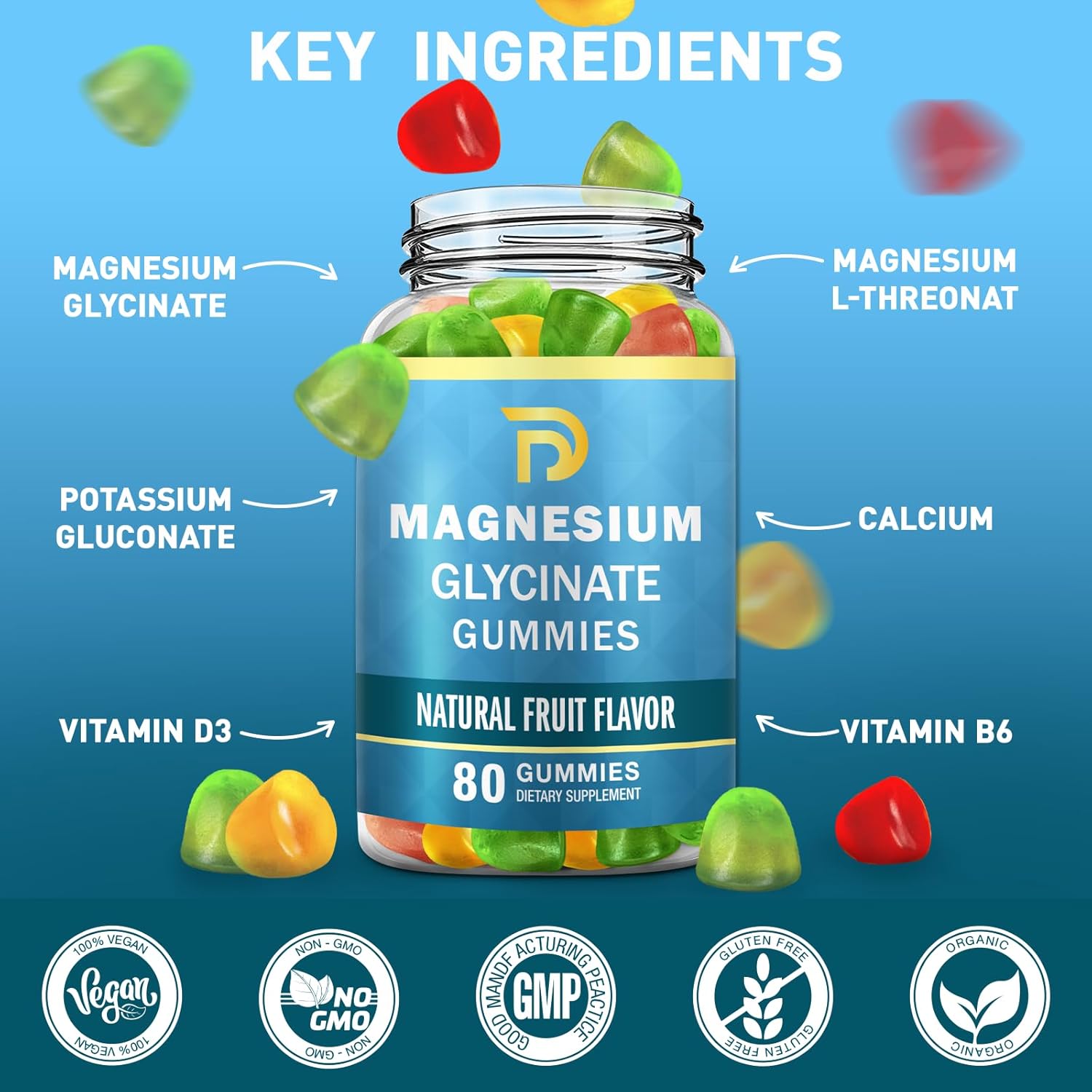 Magnesium Glycinate Gummies for Adults & Kids, Sugar Free 400mg Magnesium Supplement Chewable, Sleep Aid, Stress & Muscle Relief,Relaxation, 160 Gummies - Image 3