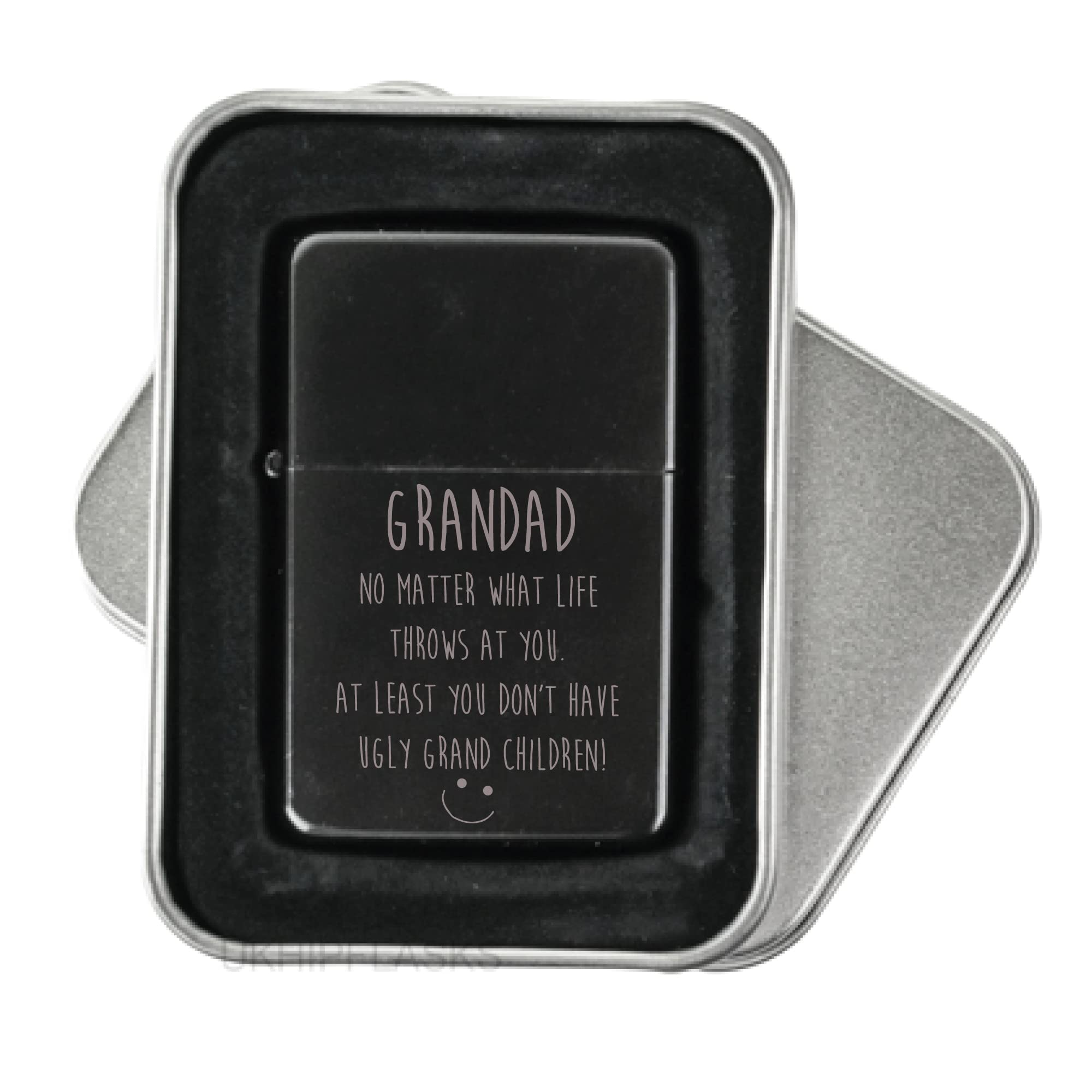 60 Second Makeover Limited Grandad Black Flip Lighter Grandad Ugly Grandchildren Engraved Funny Gift Present