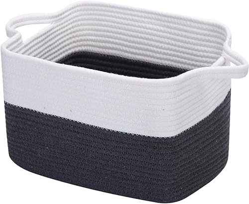 JVIBI Cesta de almacenamiento, cestas tejidas para almacenamiento, cestas de almacenamiento de cuerda negra para guardería, juguetes, organizador de