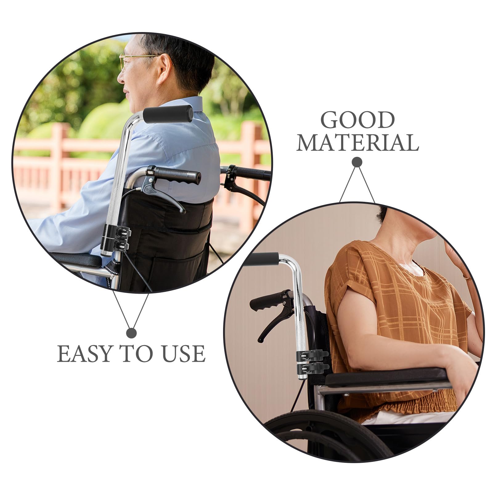 4 extensores de manillar para silla de ruedas: manillares de repuesto ajustables con agarre antideslizante y abrazadera de liberación rápida para sillas de transporte de adultos, personas
