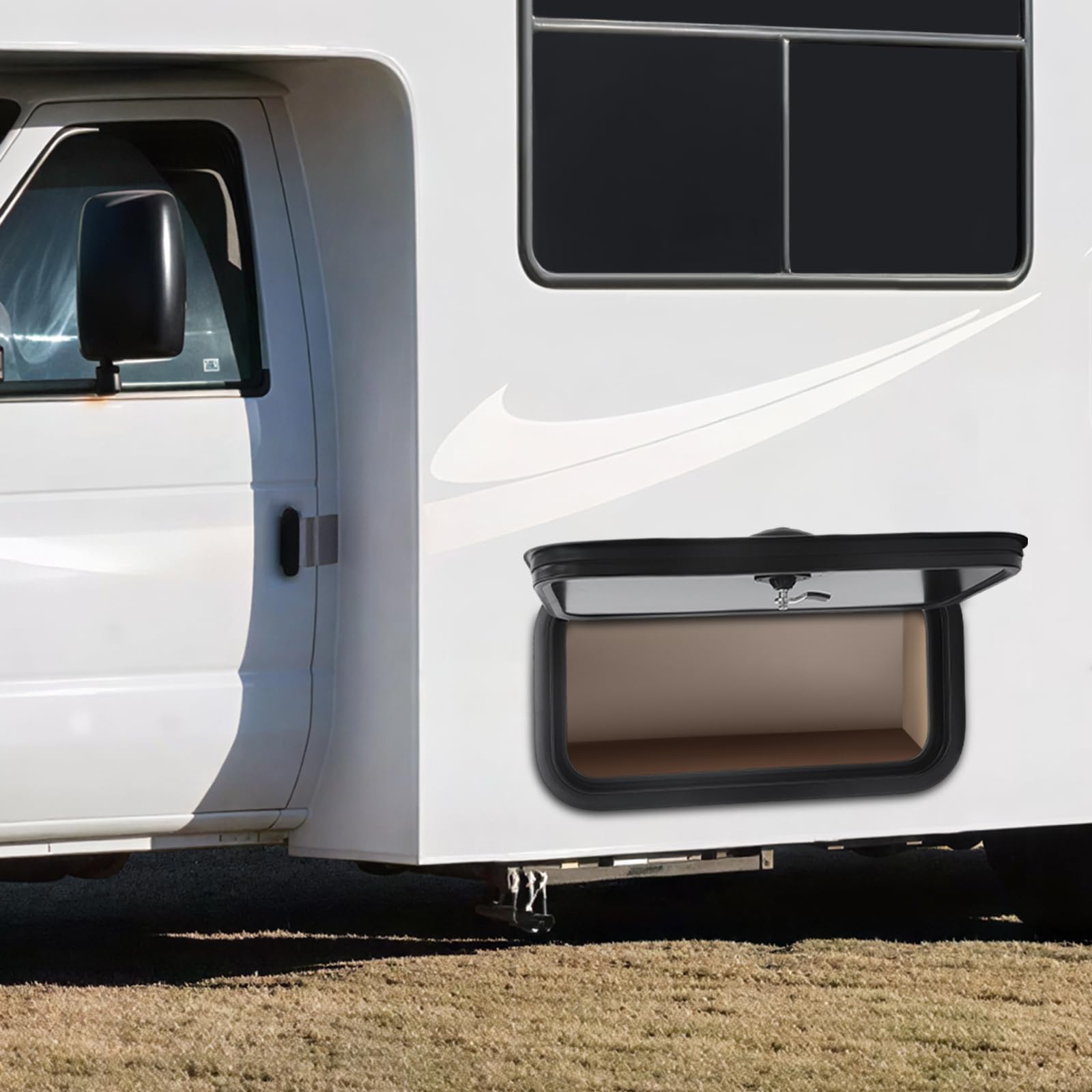 Wohnmobil Gepäcktür Tür 36"x24", Wohnmobil Fachtür mit Doppelschloss, Ladelukentür, Wohnmobiltür, Aluminiumlegierung Schutzstager Zugangstür, für Wohnmobile und Yachten (Schwarz)