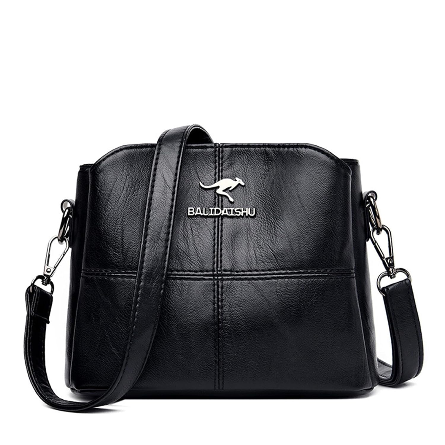 Bolsa de Ombro Pequena Feminina de Couro PU Bolsa Feminina Transversal Vintage Multi Bolso
