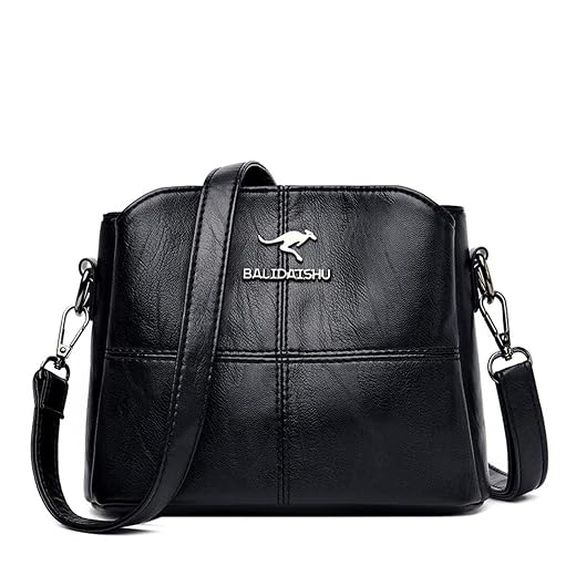 Bolsa de Ombro Pequena Feminina de Couro PU Bolsa Feminina Transversal Vintage Multi Bolso